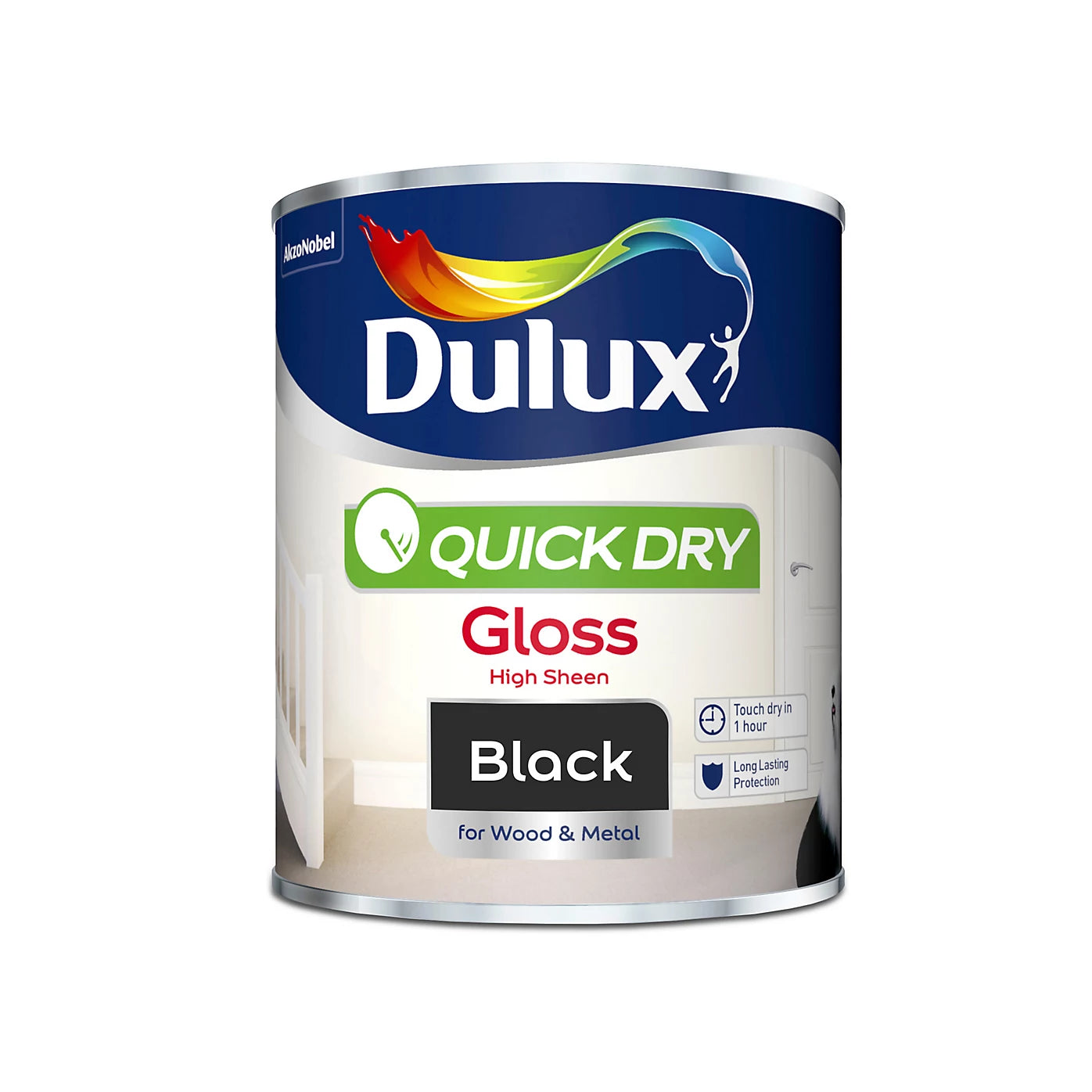 Dulux Black Quick Dry Gloss Wood & Metal Paint 750ml
