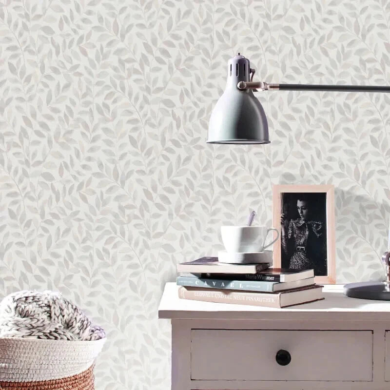 Erismann Opus Ameroso Grey Pastel Leaf Floral Wallpaper 10462-10