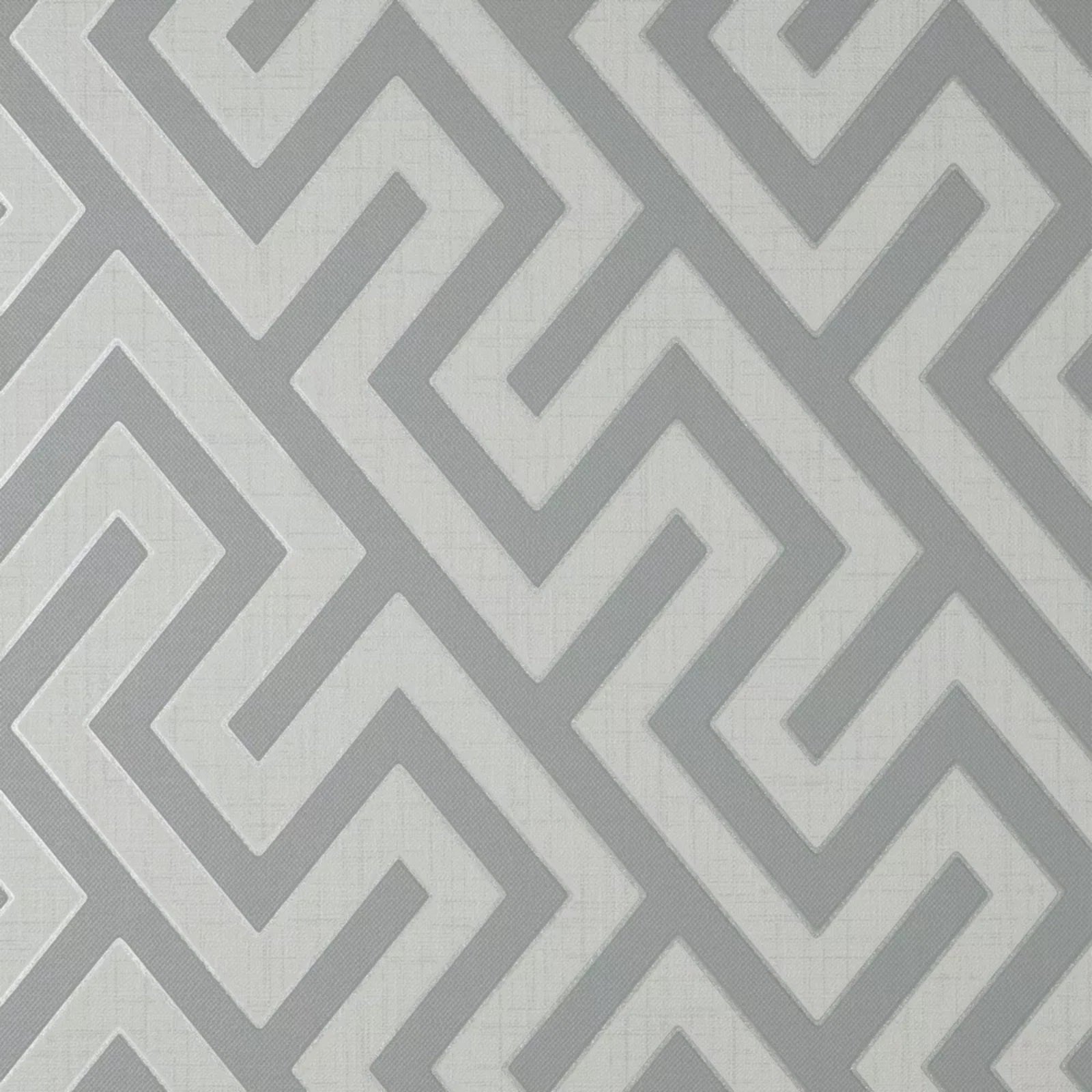Larson Geometric Metallic Grey & Silver Modern Wallpaper