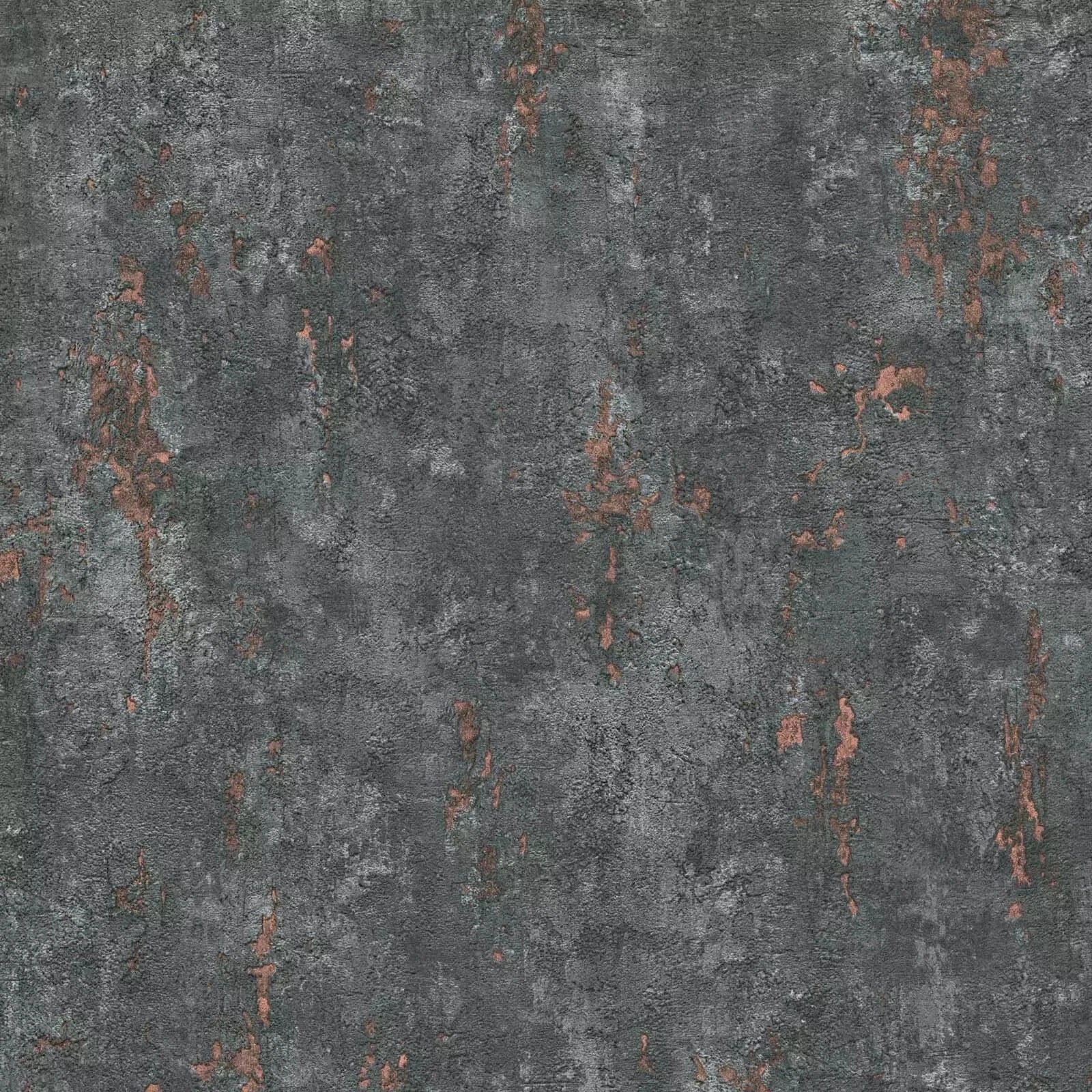 Erismann Concrete Plaster Charcoal & Copper Metallic Wallpaper 10375-47