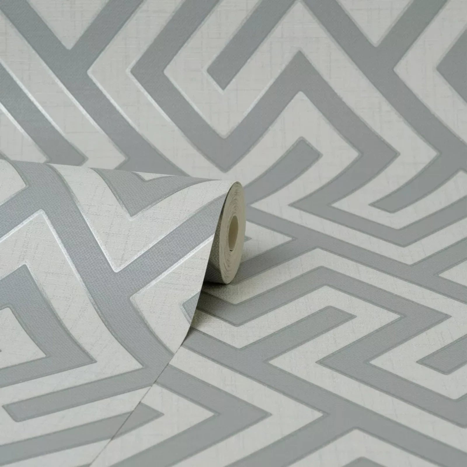 Larson Geometric Metallic Grey & Silver Modern Wallpaper