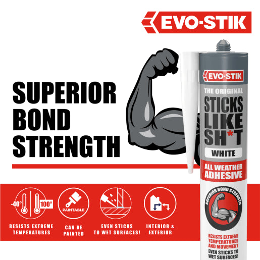 Evo-Stik Sticks Like Sh*t All Weather Adhesive 290ml White