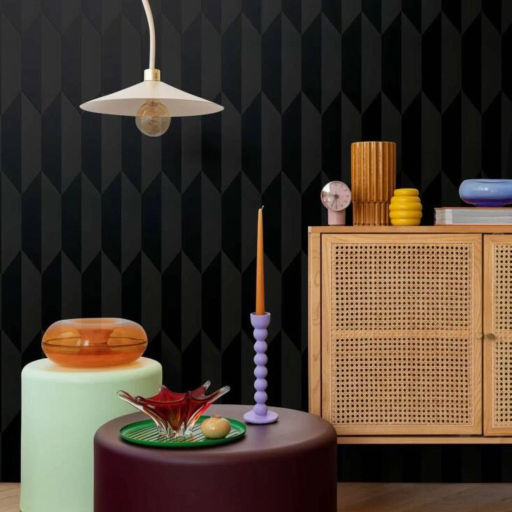 AS Cosmo Living Black Graphic Groove Geometric Chevron Wallpaper 79086-8