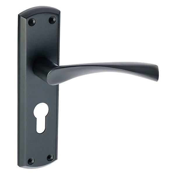 Eclipse Monza Matt Black Euro Door Handle 1 Pair ha43
