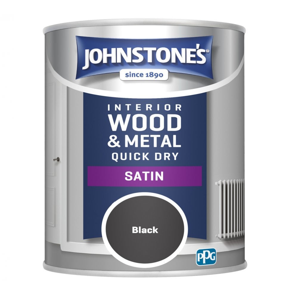 Johnstones Black Satin Interior Wood & Metal Paint 750ml