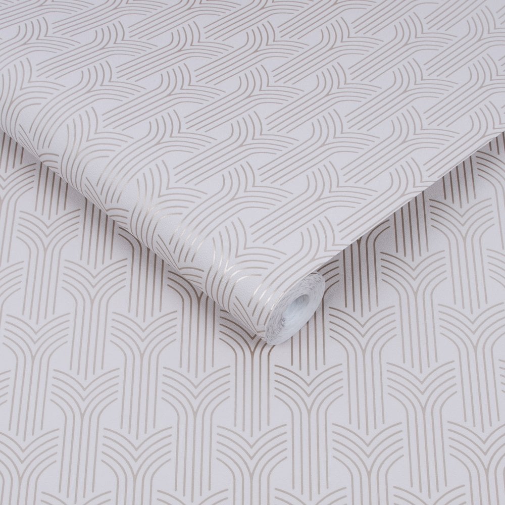 Graham & Brown Chaillot Pink Rose Gold Arch Metallic Wallpaper 108134