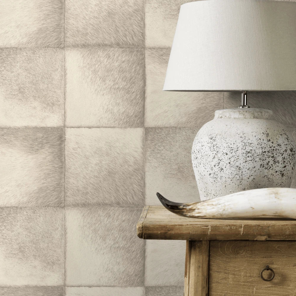 Rasch White Reindeer Fur Effect Animal Print Wallpaper 425901