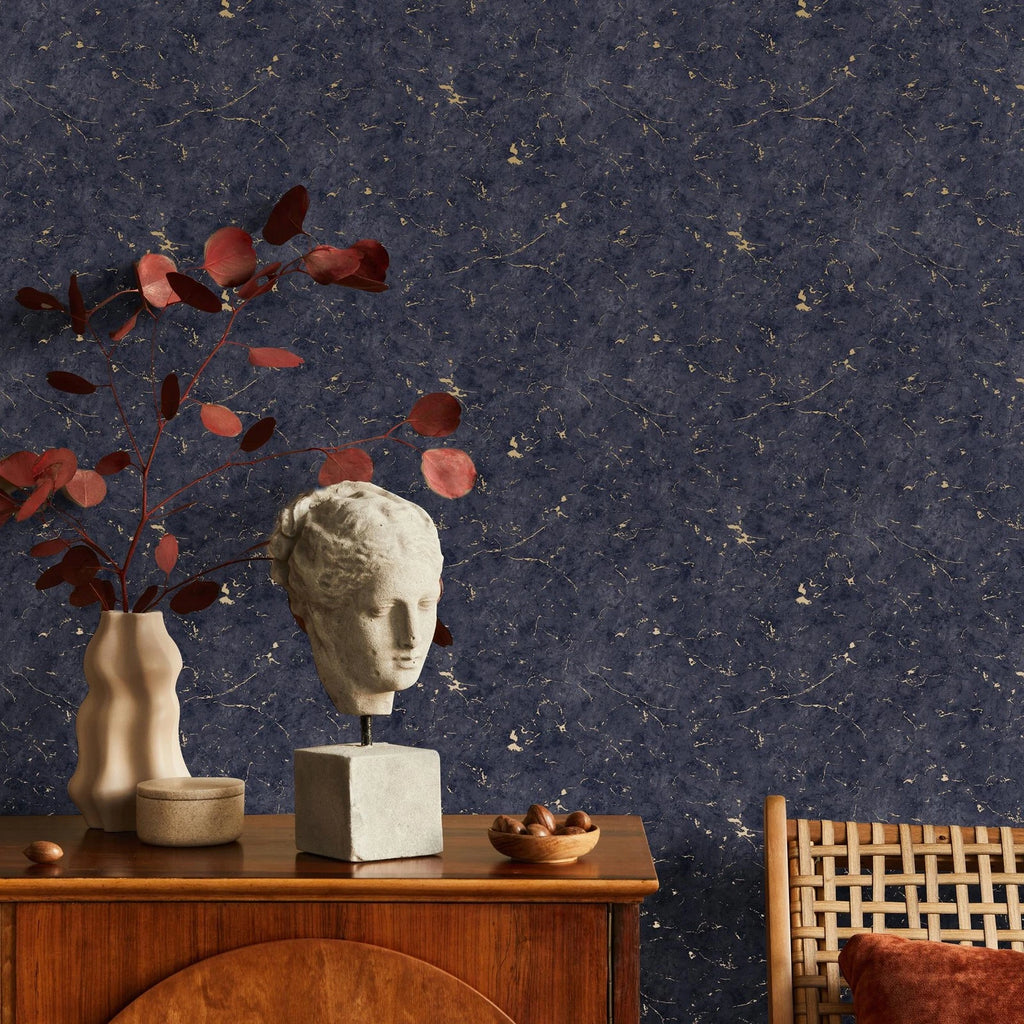 Graham & brown Superfresco Gilded Plaster Navy & Copper Wallpaper 125067