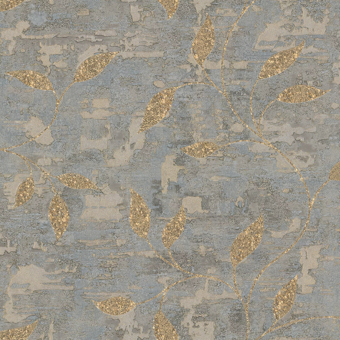 Graham & Brown Steel Gold Ornamental Leaf Wallpaper 128796