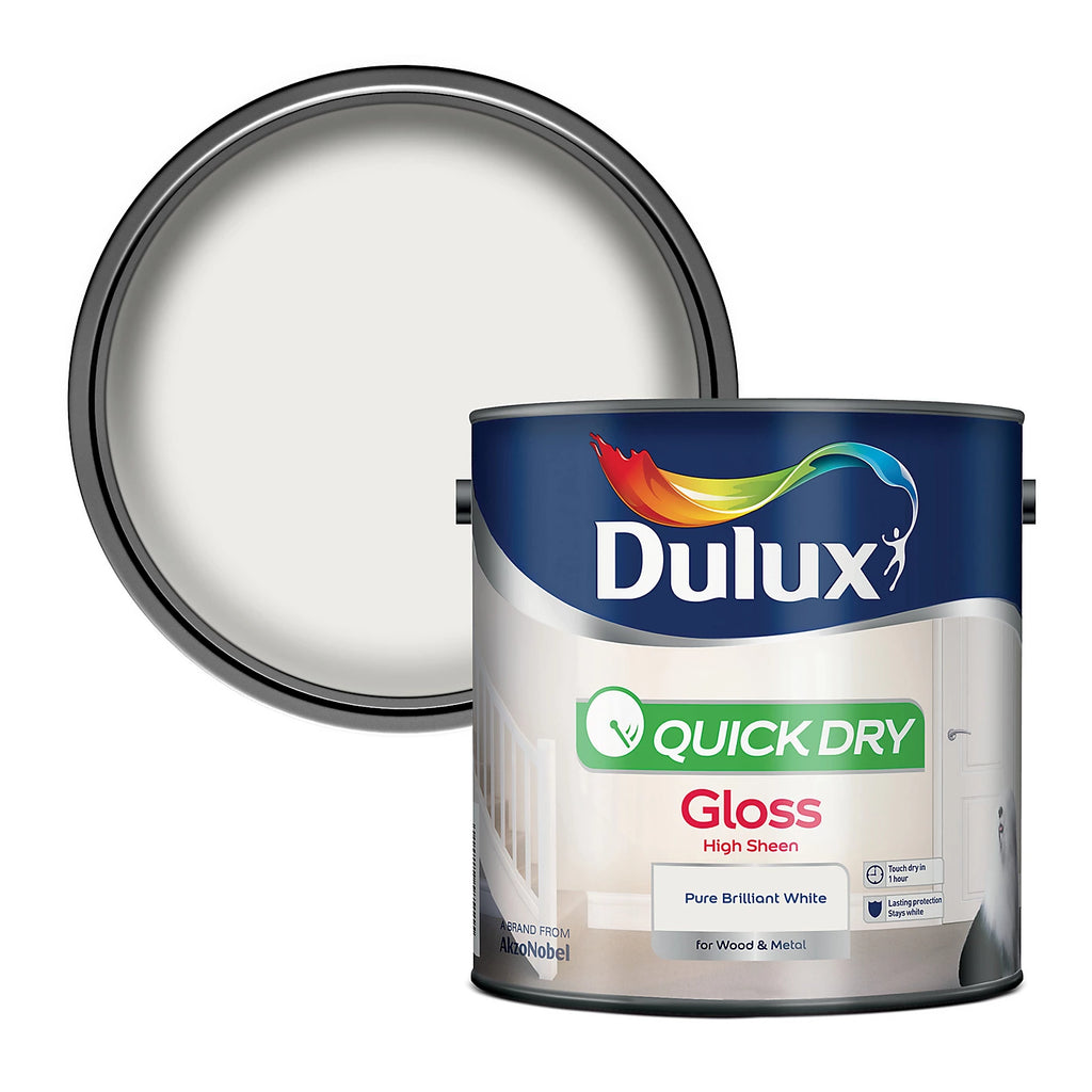 Dulux Brilliant White Quick Dry Gloss Wood & Metal Paint 2.5L