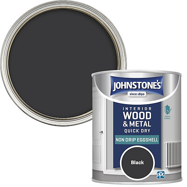 Johnstone’s Quick Dry Black Non Drip Eggshell Paint 750ml