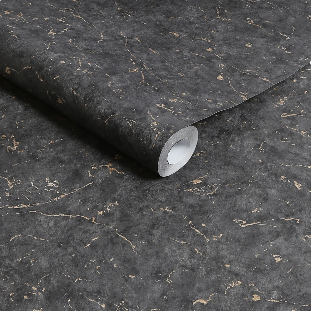 Graham & brown Superfresco Gilded Plaster Black & Gold Wallpaper 125063