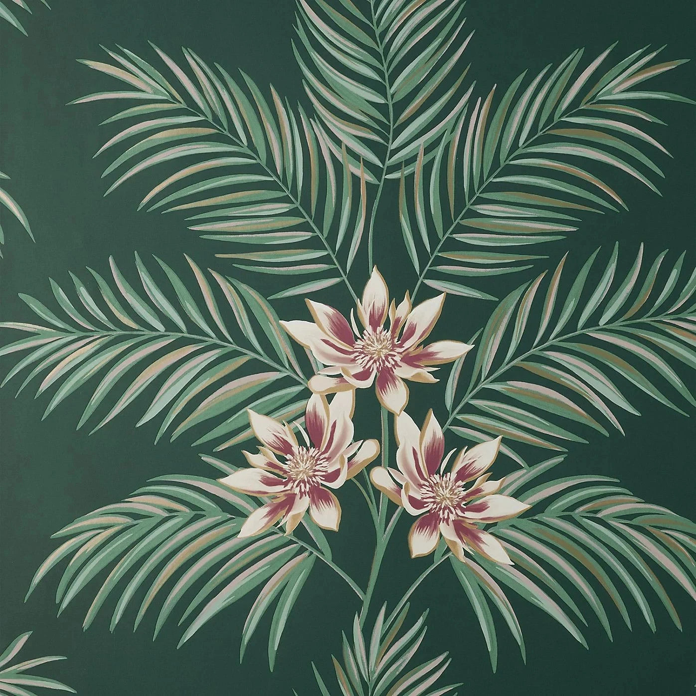 Fine Decor Green Bali Emerald Tropical Floral Jungle Wallpaper FD43279