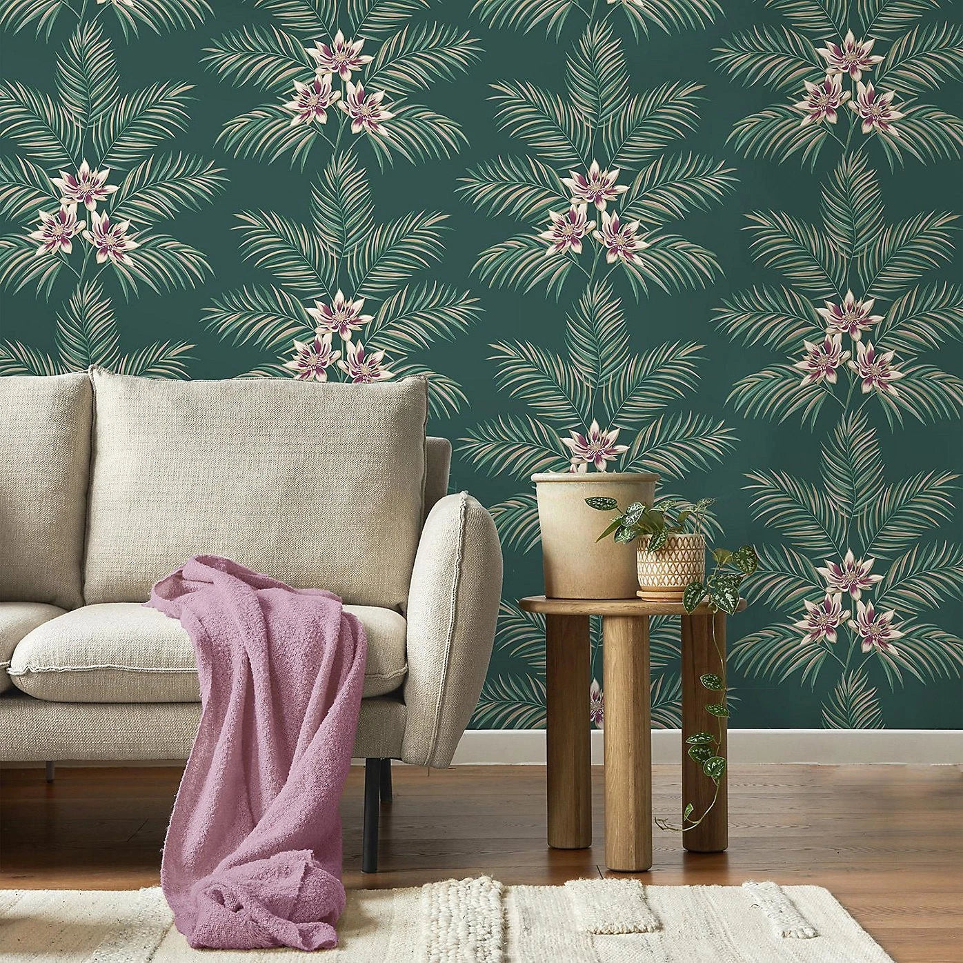 Fine Decor Green Bali Emerald Tropical Floral Jungle Wallpaper FD43279