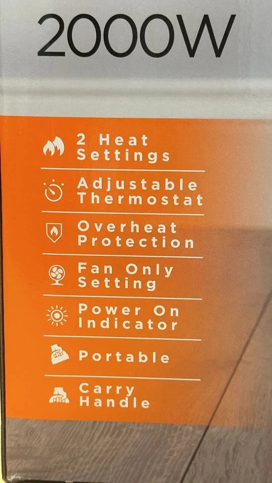 Status Dual Position Electric Fan Heater 2000W Portable Hot & Cold Settings