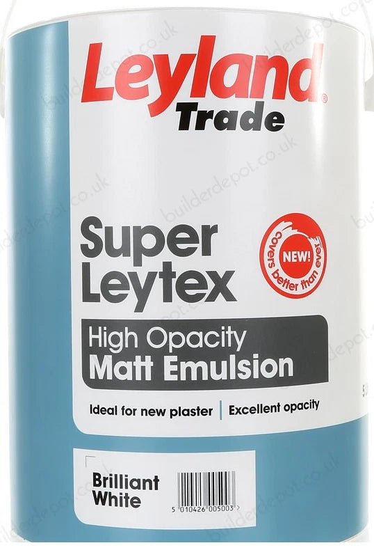 Leyland 5L Matt Super Leytex High Opacity Ideal For New Plaster White