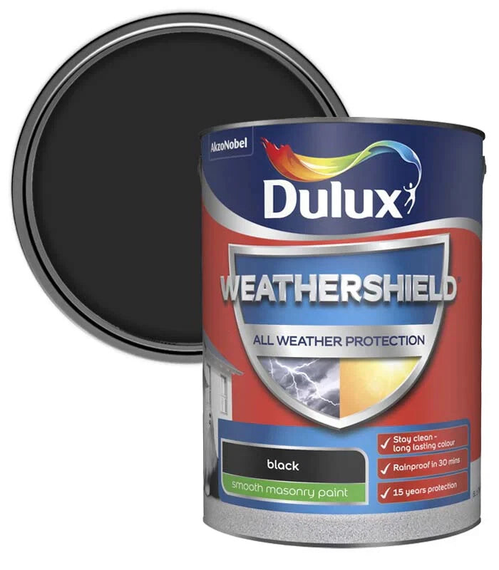 Dulux Weathershield Smooth Black Masonry Paint 5L