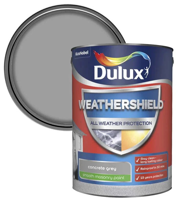 Dulux Weathershield Smooth Concrete Grey Masonry Paint 5L