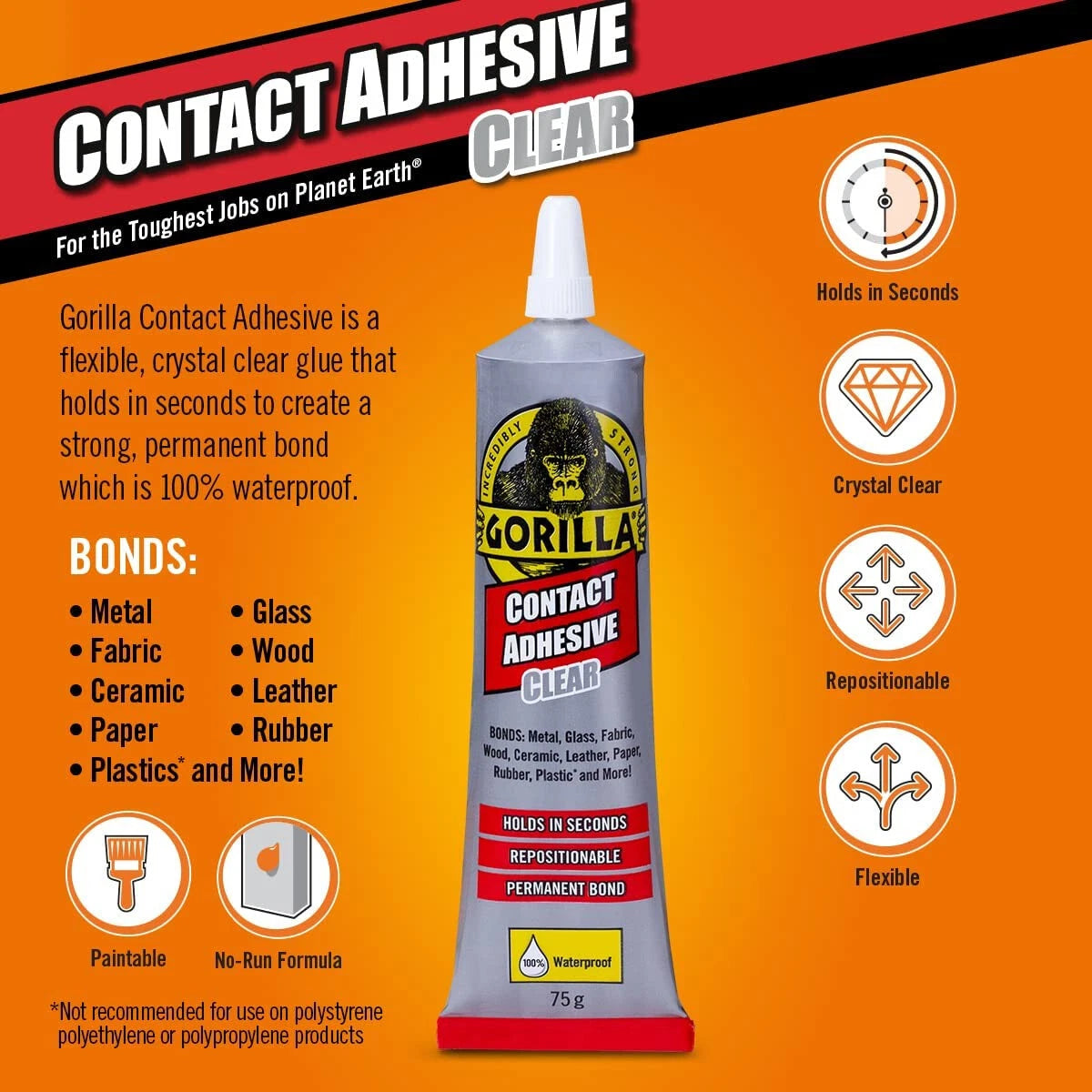 Gorilla Glue Contact Adhesive Clear 75g Tube