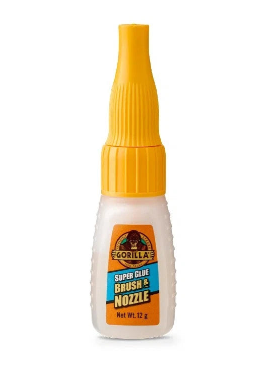 Gorilla Super Glue Brush & Nozzle 12g High Strength, Fast Setting, Anti clog Cap