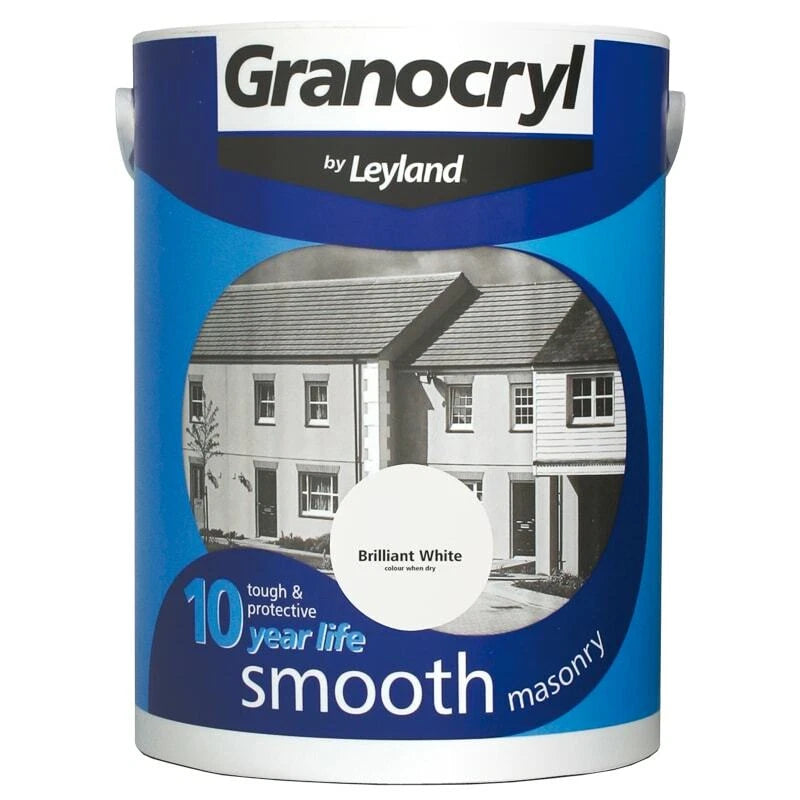Granocryl 2.5L White Masonary Paint Smooth Outside Exterior Brick Concrete