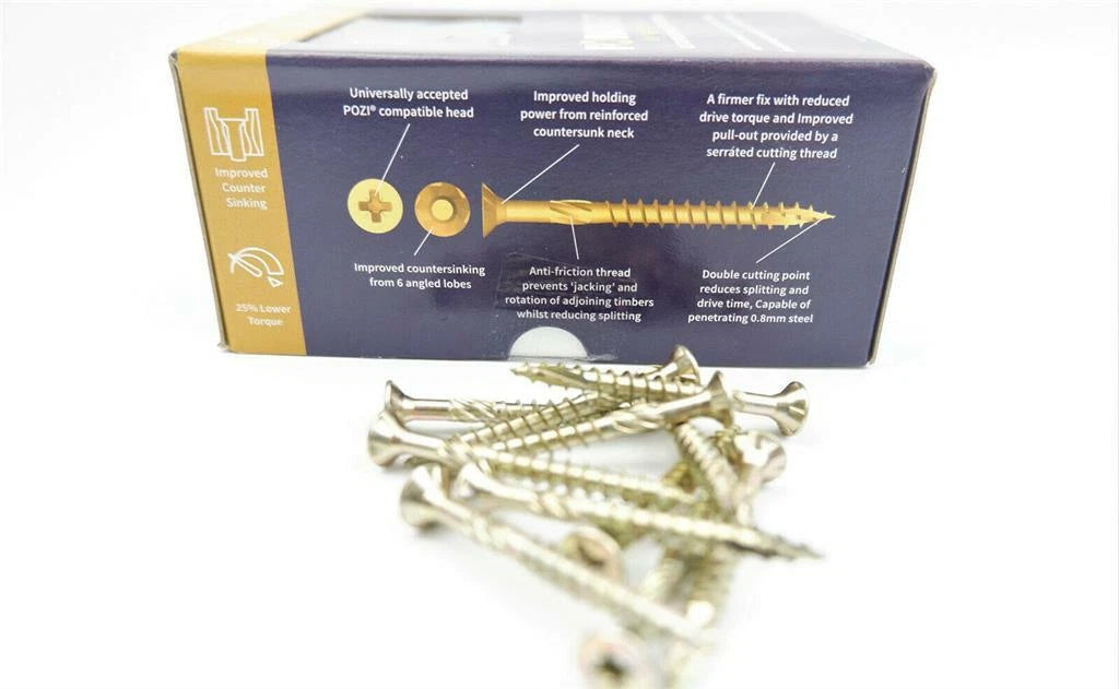 ForgeFix ForgeFast 5 x 50mm (Tub of 600) Elite Anti Split Wood Screws Yellow Boxed Pozi PZ
