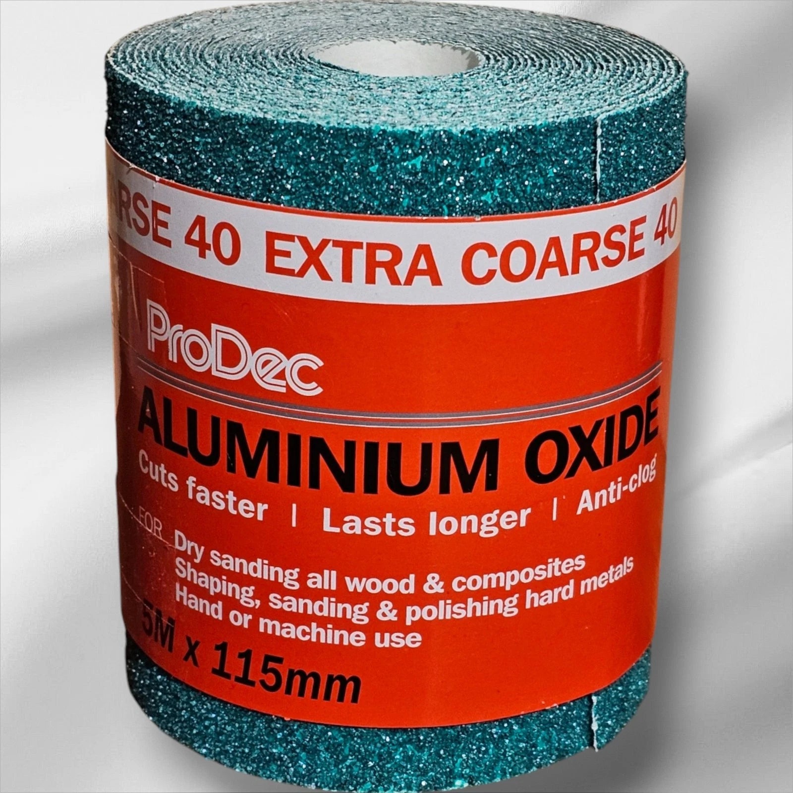 Prodec Green Aluminum Oxide SandPaper Roll 5M X 115MM 40 Grit Extra Coarse