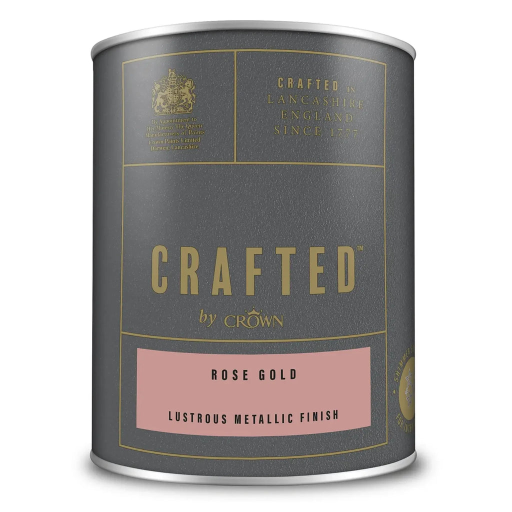Rose Gold Crafted By Crown Lustrous Metallic Interior Wall & Wood Paint 1.25L