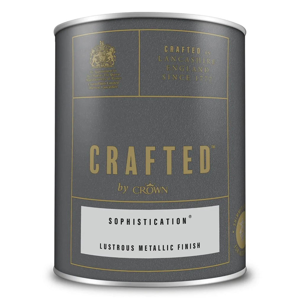 Sophistication Crafted By Crown Lustrous Metallic Interior Wall Wood Paint 1.25L