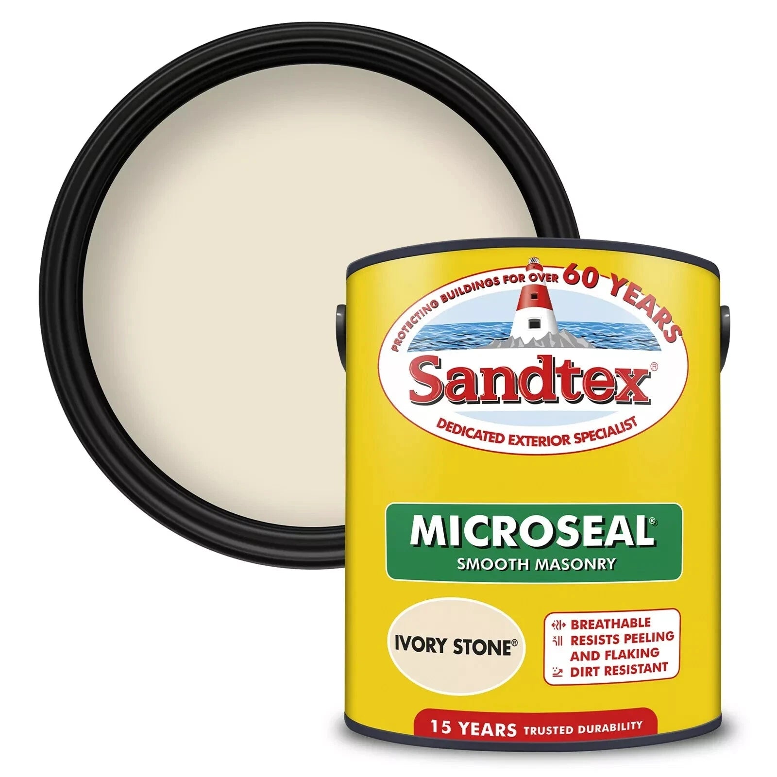 Sandtex Ivory Stone Masonry Paint Ultra Smooth 5L