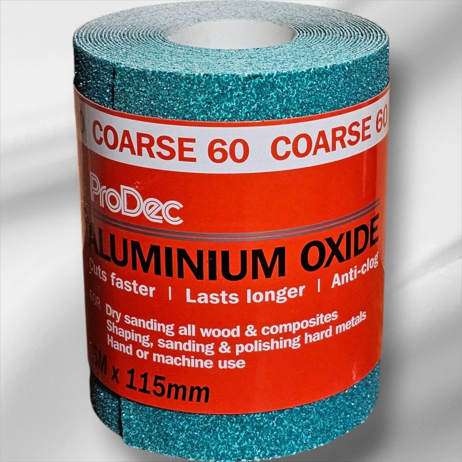 Prodec Green Aluminum Oxide SandPaper Roll 5M X 115MM 60 Grit Coarse