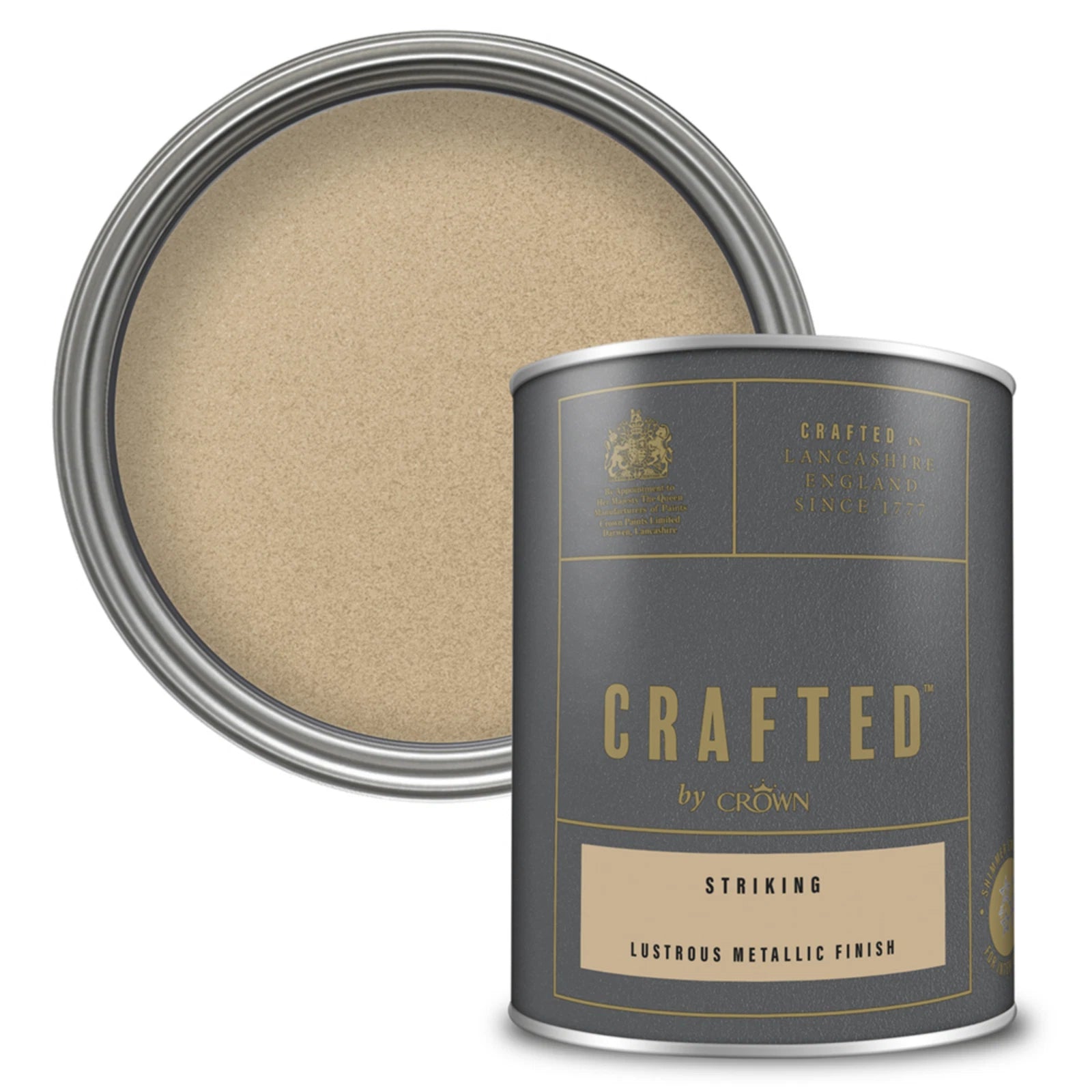 Striking Gold Crafted By Crown Lustrous Metallic Interior Wall Wood Paint 1.25L