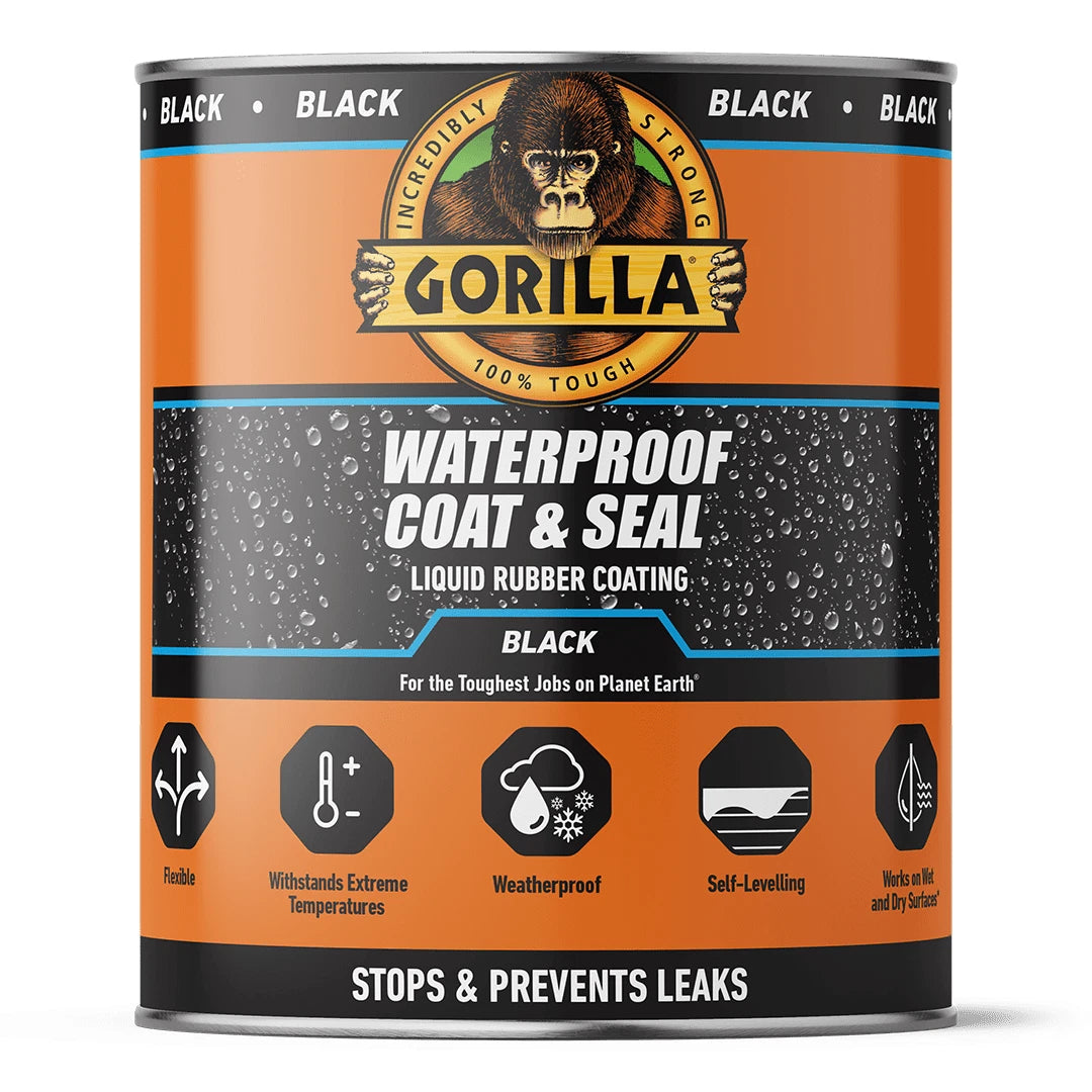 Gorilla Waterproof Coat & Seal Leak Seal Liquid Coating Flexible 473ml Black