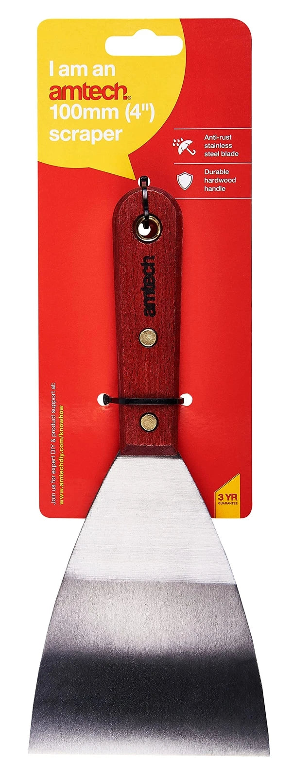 Amtech Ultra Heavy Duty Scraper with Wooden Handle 4" (100mm) G0900