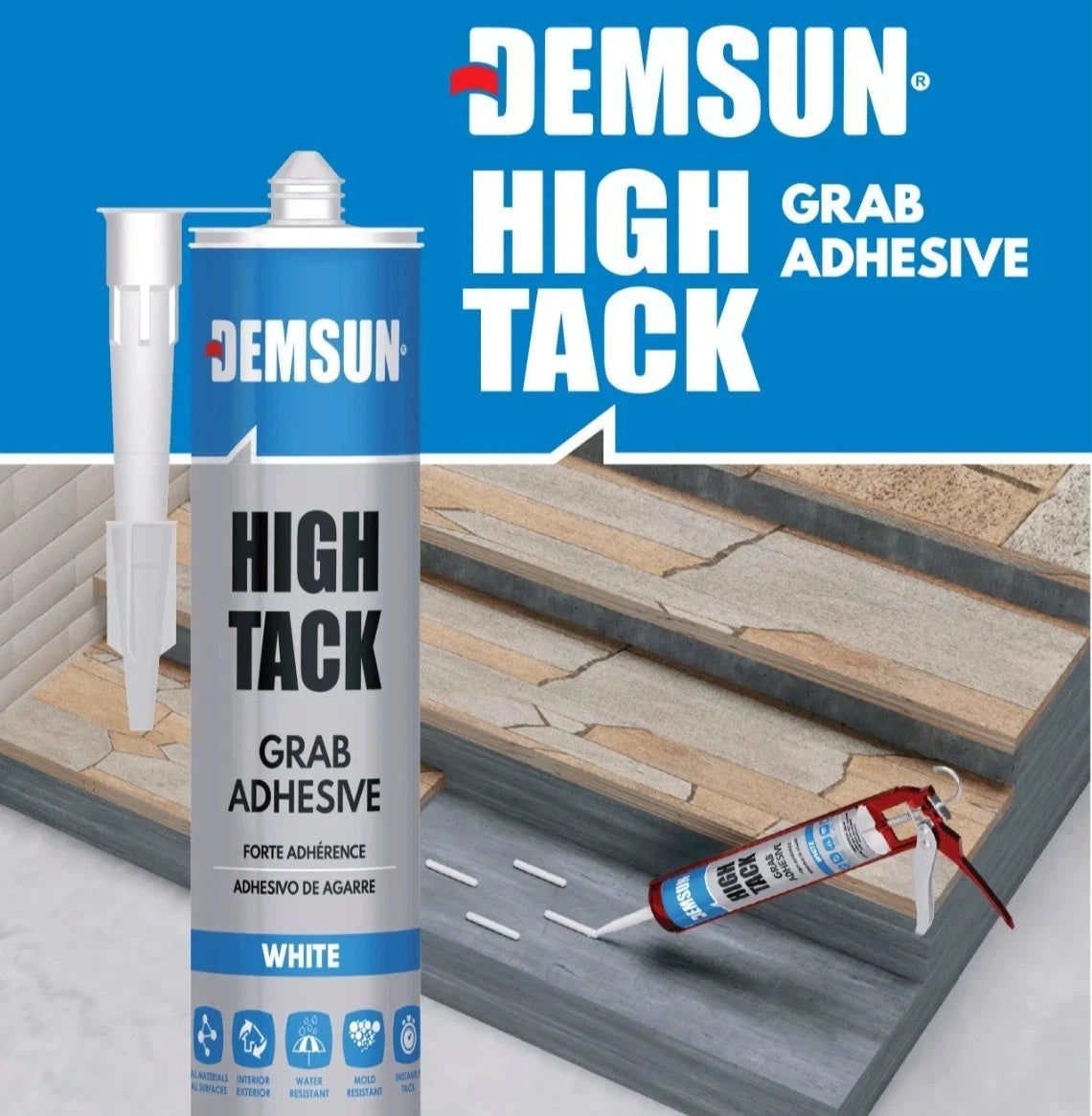 Demsun High Tack White Multi Purpose Grab Adhesive Glue Sealant 290ml