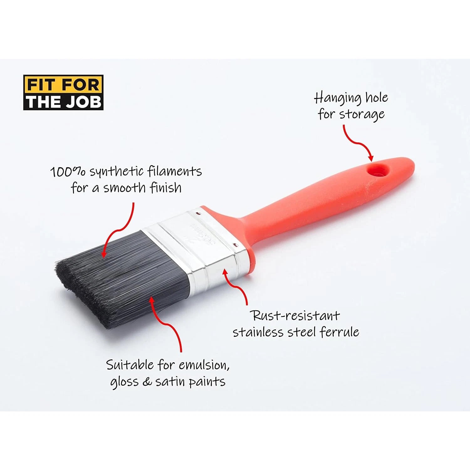 FFJ 5 Piece Paint Brush Set Multi Purpose Paint Emulsion, Gloss, Satin Fit For The Job