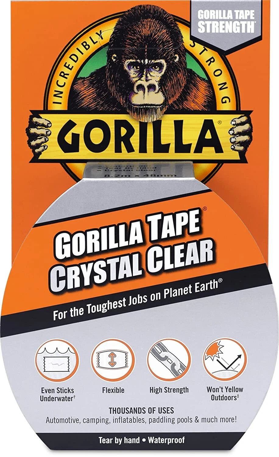 Gorilla Crystal Clear High Strength Waterproof Flexible Adhesive Tape - 8.2m x 48mm