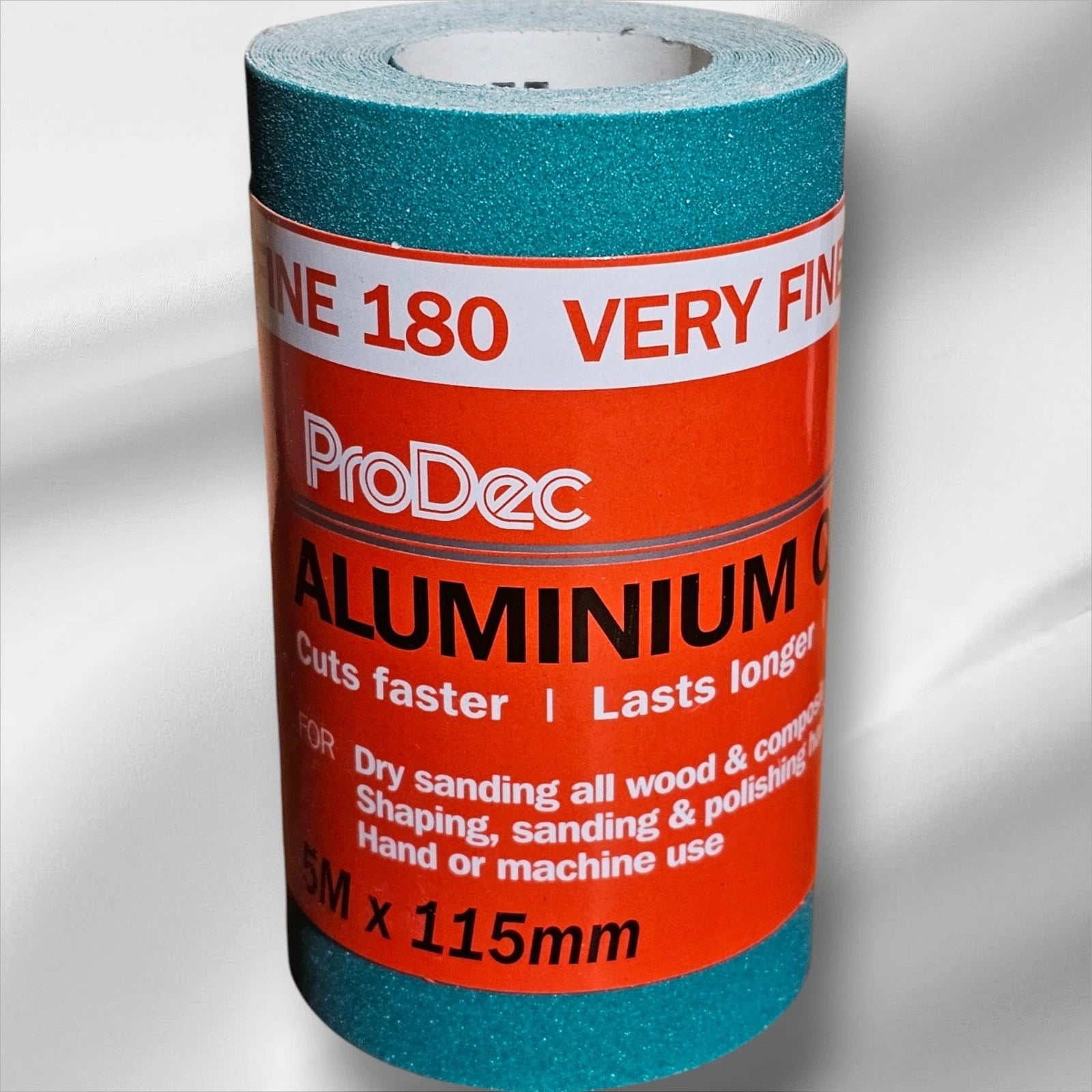 Prodec Green Aluminum Oxide SandPaper Roll 5M X 115MM 180 Grit Very Fine