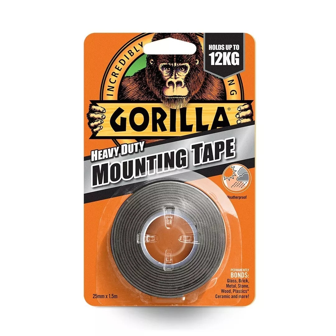Gorilla Heavy Duty Mounting Tape Double Sided Weatherproof 25mm x 1.5m