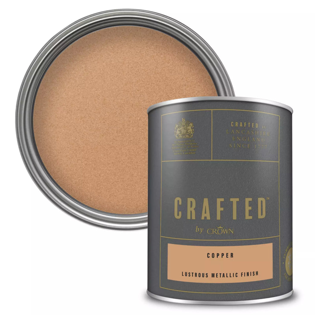 Copper Crafted By Crown Lustrous Metallic Interior Wall & Wood Paint 1.25L