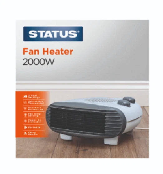 Status 2000 Watts Portable Flat Fan Heater 2 Heat Settings Adjustable ...