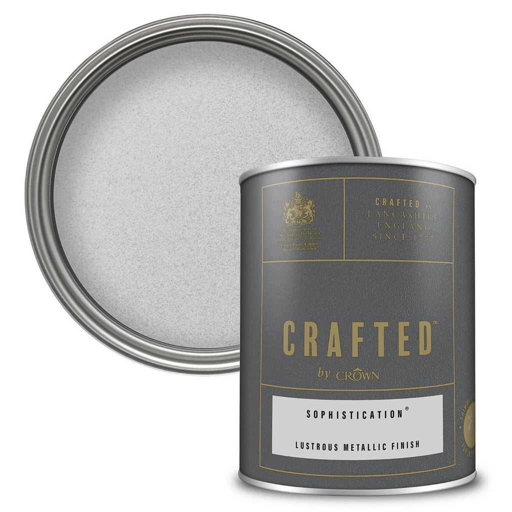 Sophistication Crafted By Crown Lustrous Metallic Interior Wall Wood Paint 1.25L