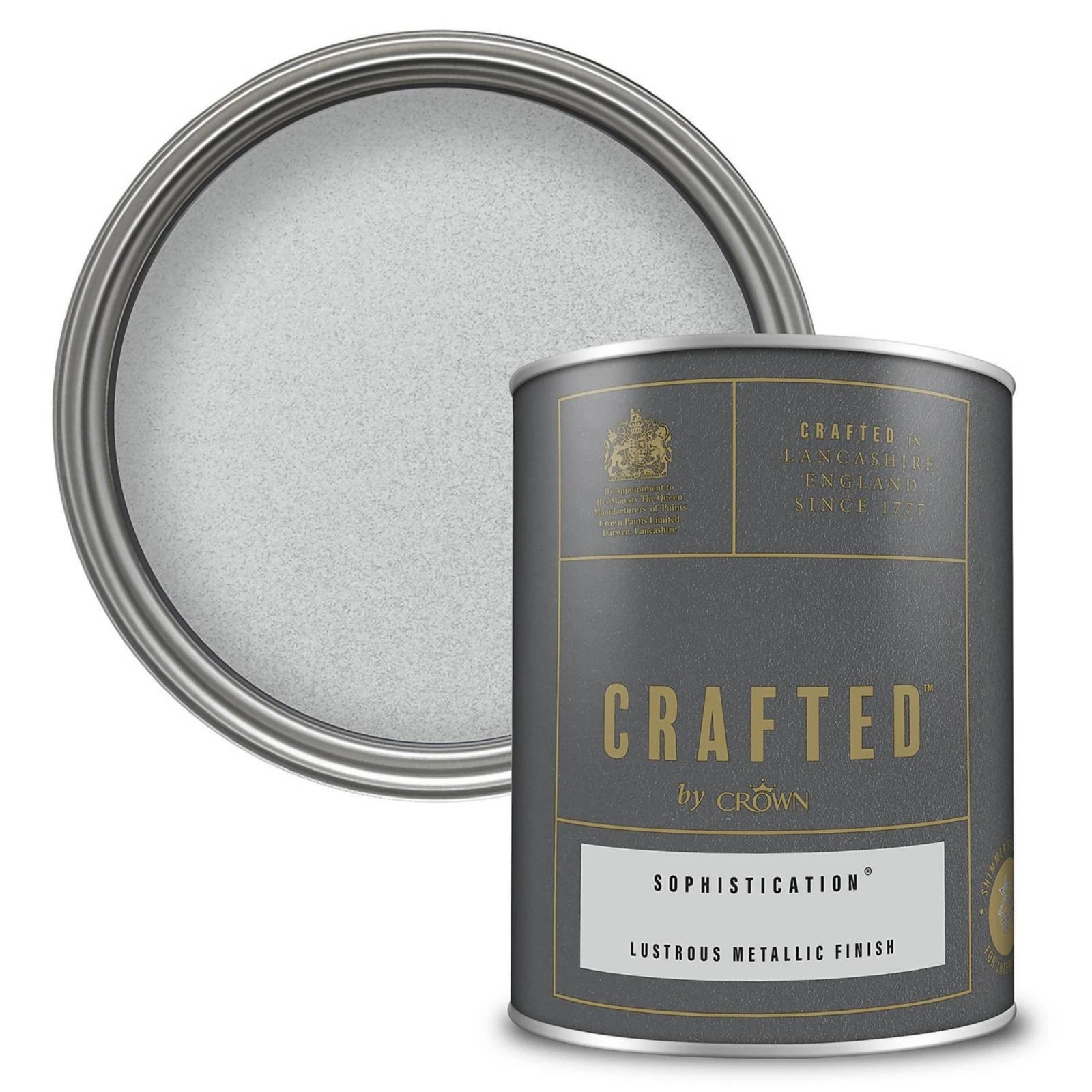 Sophistication Crafted By Crown Lustrous Metallic Interior Wall Wood Paint 1.25L