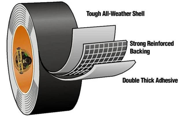Gorilla Tape 48mm x 11M Strong Black Duct Gaffer Tape Smooth Rough Gaffa Roll