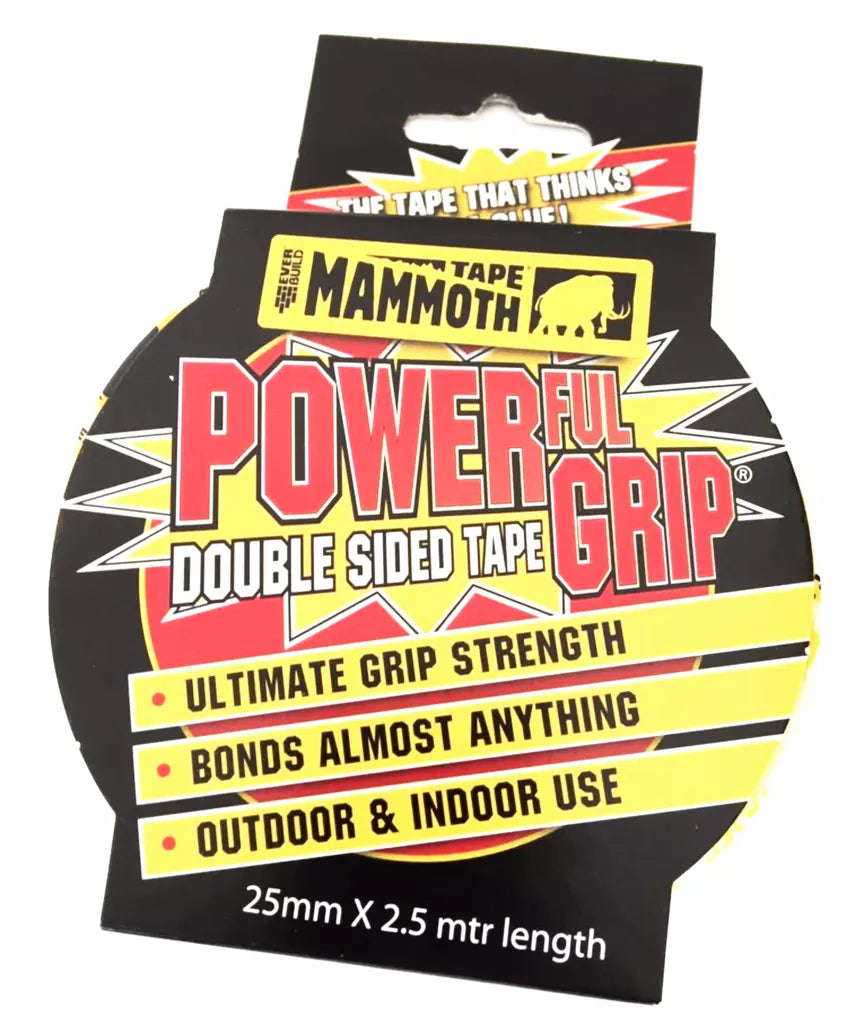 Everbuild Double Sided 25mm x 2.5M Mammoth Powerful Grip Tape High Strength