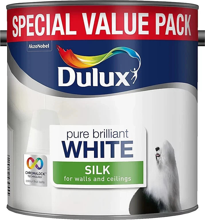 Dulux Pure Brilliant White Silk Wall & Ceiling Emulsion Paint 3 Litres