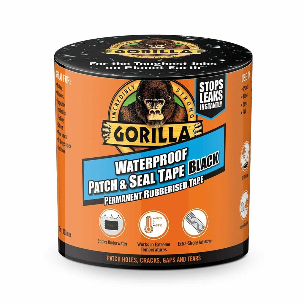 Gorilla Tape Waterproof Patch And Seal 100mm x 3m Strong Permanent Rubberised Roof Leak Fix