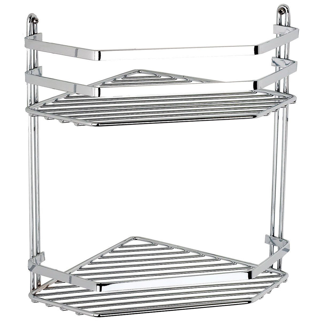 Euroshowers Stainless Steel Chrome Plated Double 2 Tier Corner Basket Caddy 57500