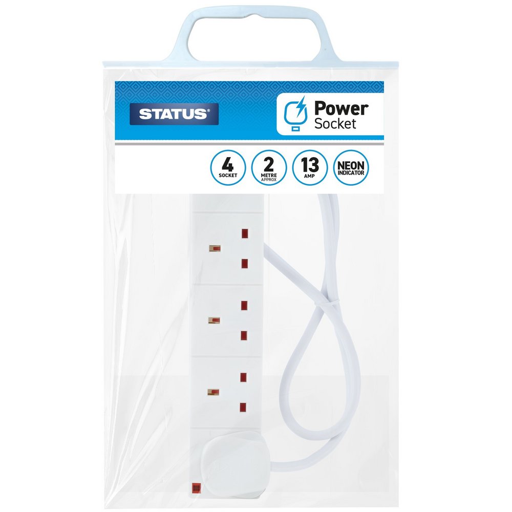Status 4 Way 2 Meter Extension Wire Socket with Neon Indicator
