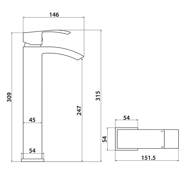 Descent Tall Chrome Mono Basin Mixer Tap t84